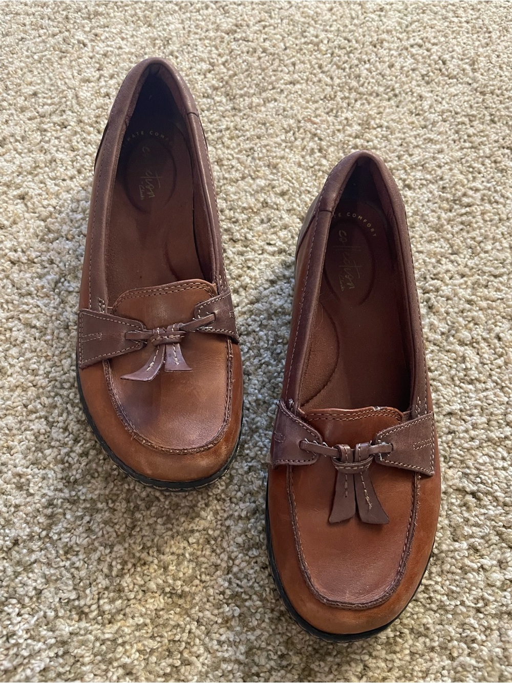 Clarks Brown Leather Tassel Moccasin Loafers